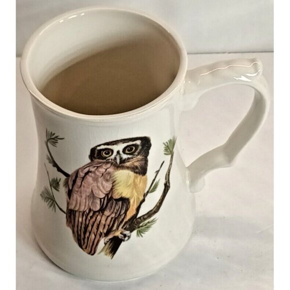 Vintage Owl Porcelain Beer  Stein Mug Trecadie Ceramics Canada - Picture 5 of 8